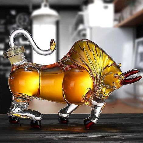 Carafe à liqueur en forme de tête de taureau, idéale pour le bourbon, le whisky, le scotch, le rhum ou la tequila. Forme inspirée du zodiaque. Contenance : 500 ml (1 pièce).