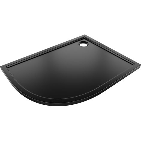 Mexen Flow Viertelkreis Duschwanne asymmetrisch slim rechts 100 x 80 cm, schwarz matt - 46Q708010R (1/5)