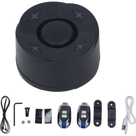 Alarme vélo avec feu arrière sans fil antivol, alarme de sécurité vélo/moto avec volume sonore élevé, système d'alarme de sécurité vélo noir à double télécommande