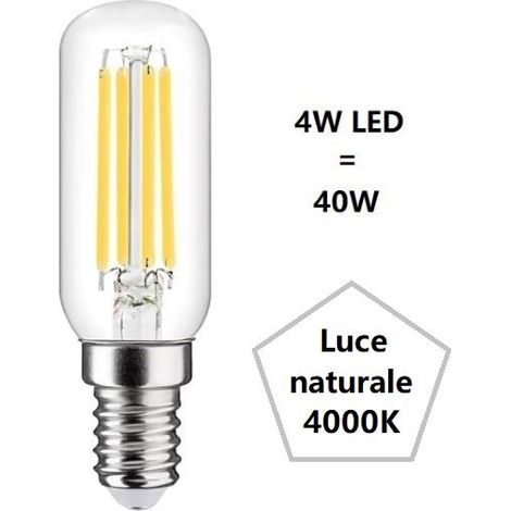 LAMPADINA TUBOLARE A LED 4W LUCE NATURALE 4000K 470 LUMEN E14 FAN EUROPE