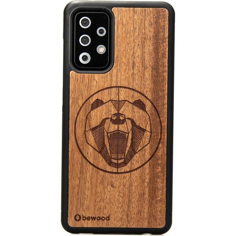 Custodia in legno per Samsung Galaxy A52/A52s 5G con orsetto Merbau (1/3)