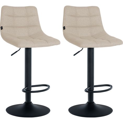 Set di 2 sgabelli da bar in tessuto color crema con base a tromba regolabile in altezza e poggiapiedi TDB10615