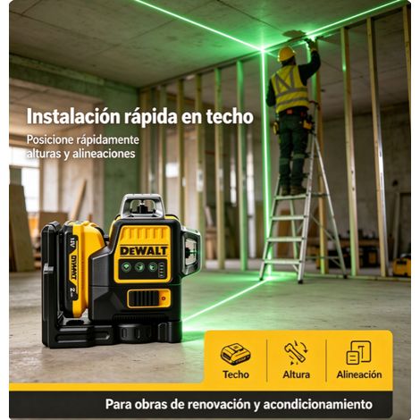 DEWALT DW089LG Nivel Láser Haz Verde Alta Visibilidad 3x360 Autonivelante Kit Batería 12V + Cargador (1/4)
