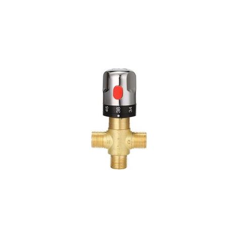 Robinet mélangeur thermostatique en laiton avec finition argentée – Régulation précise de la température, résistant et élégant, accessoire de salle de bain haut de gamme (1/5)