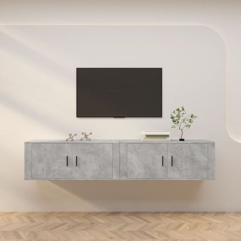 TV-Wandschränke 2 Stk. Betongrau 100x34,5x40 cm