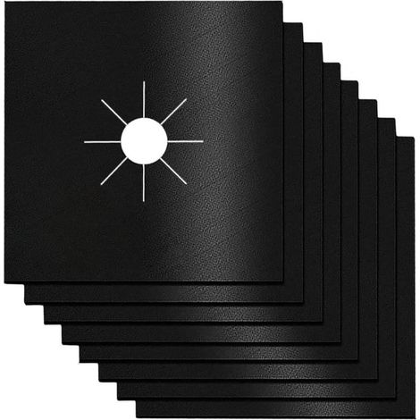 8 Pcs Brûleur de Cuisinière Réutilisable Couvre Plaque de Cuisson à Gaz Protection D'écra Cuisinière Gaz Protecteur Pad Antiadhésif, Facile Nettoyer, pour Familles, écoles, Restaurants Etc—Noir (1/4)