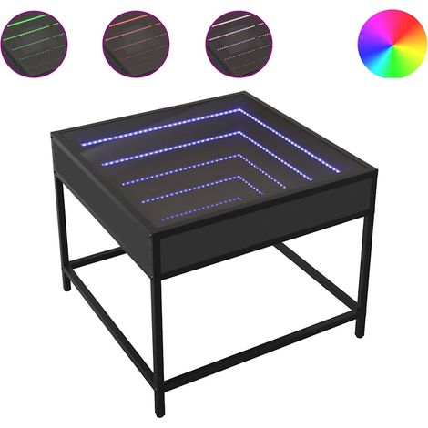 Tavolino da Salotto Tavolino da Soggiorno Tavolino da caffè con LED Infinity Nero 50x50x41 cm (1/5)