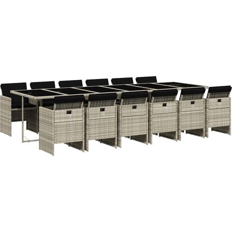 Maison Exclusive - Set comedor jardín y cojines 13 pzas ratán sin (1/5)