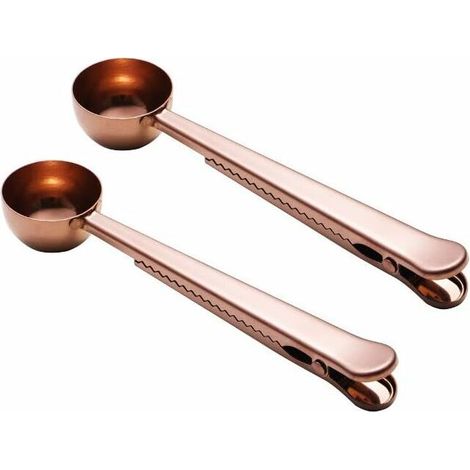 cuillère à café, cuillère à manches longues 2 en 1 acier inoxydable, avec porte-poche, très approprié pour le café, le thé, les appareils de cuisine 2 pièces couleur rose couleur (1/5)