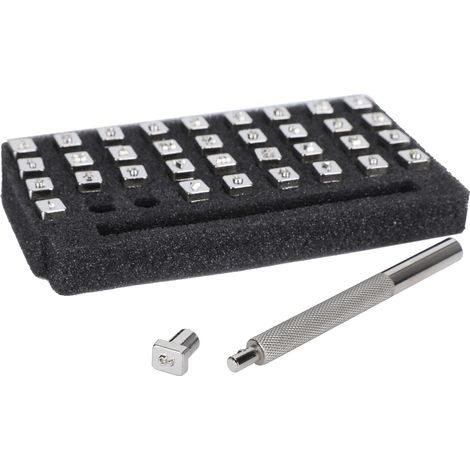 36 Pièces Poinçons à Graver en Cuir avec Lettres, Chiffres et Motifs - Manche Unique pour DIY - Taille 3.5mm (1/5)