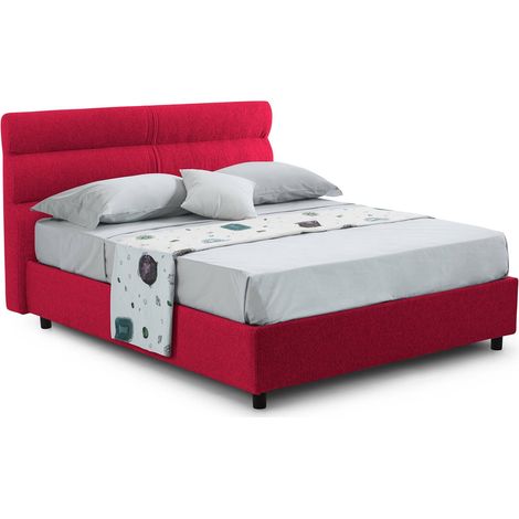 Letto Matrimoniale Brienno, Letto Matrimoniale Sfoderabile, Contenitore Made in Italy, Dimensione Materasso 160x190 cm, Rosso