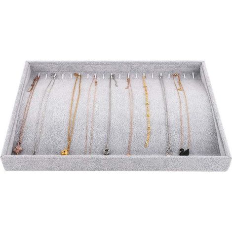 Schmucktablett 20 Haken Ring Organizer J-20 Haken mit deckel-grau (1/5)