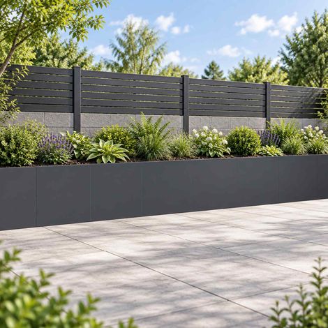 vidaXL Retaining Wall 6 pcs 40 x 12 x 30 cm Steel Anthracite (1/5)