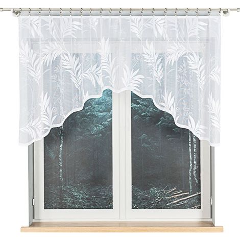 Kaja - Rideau jacquard prêt à poser avec fente en bas - 250 x 100 cm - blanc (1/5)