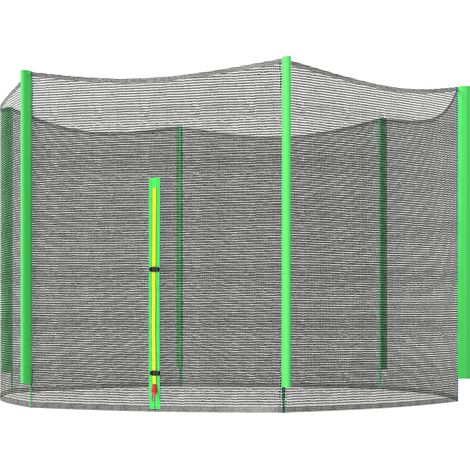 Filet de sécurité pour trampoline Ø305 cm 6 poteaux anti-UV porte fermeture éclair vert noir