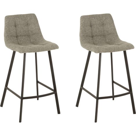 Chaise de bar en tissu et en métal noir (lot de 2) - OLIVIA (1/5)