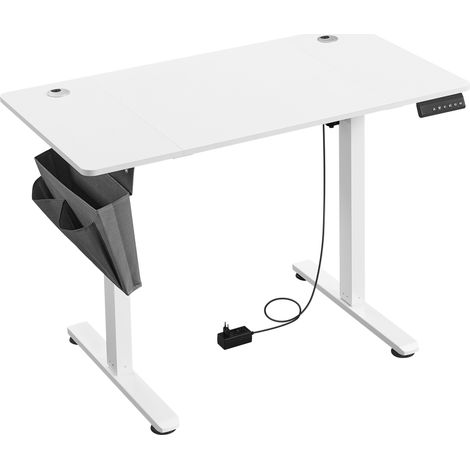 Bureau Électrique Réglable en Hauteur, 120,1x 60,1 cm, 4 Hauteurs Mémoire, pour Bureau à Domicile, Blanc