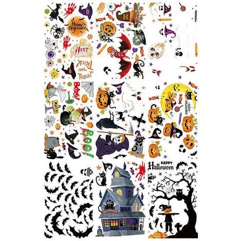 Pegatinas adhesivas de Halloween para ventanas, ideales para decorar cristales y fiestas.