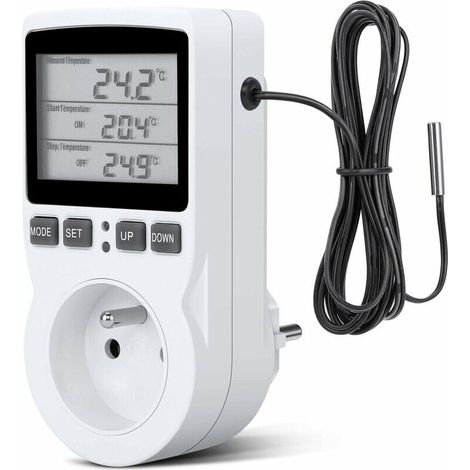 Termostato digitale programmabile a spina con sonda esterna – Controllo preciso della temperatura per serre, acquari e riscaldamento – 1 unità (1/4)