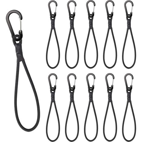 10 pièces Tendeurs Elastique avec Mousqueton 15cm, Tendeur Elastique, Corde Elastique, Crochet de Tension en Caoutchouc Tendeurs Elastique avec Crochets pour Camping, Bâches, Tente (15cm4mm) (1/5)
