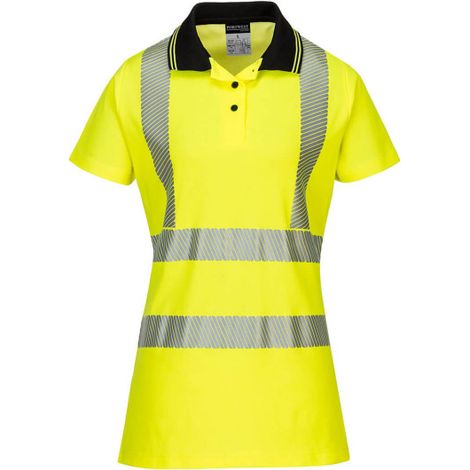 Polo de alta visibilidad Cotton Confort Pro para mujer - Amarillo Negro - Talla M