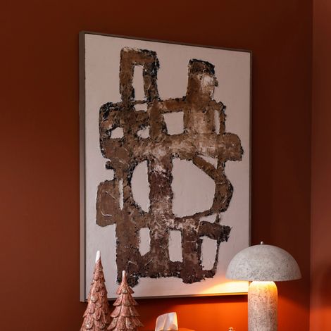 Toile murale abstraite 93x123 cm marron et beige (1/5)