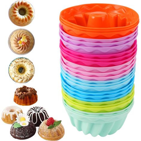 Moule À Muffin - Moule À Gâteau En Silicone - Pour Four Micro-Ondes Réfrigérateur Lave-Vaisselle - 24 Pièces - 6,5 X 4,5 X 3 Cm (1/5)