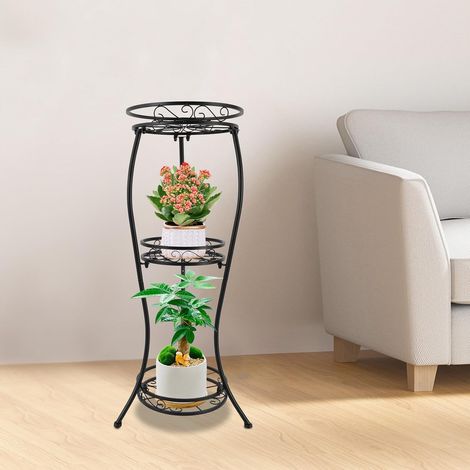 Schwarz 3-Stufige Pflanzenständer Metall Für Terrasse,Büro,Badezimmer,Ecke,843030cm Blumenständer,Blumentopfhalter Für Drinnen & Draußen,Platzsparender Blumentopfhalter Aus Eisen (1/5)