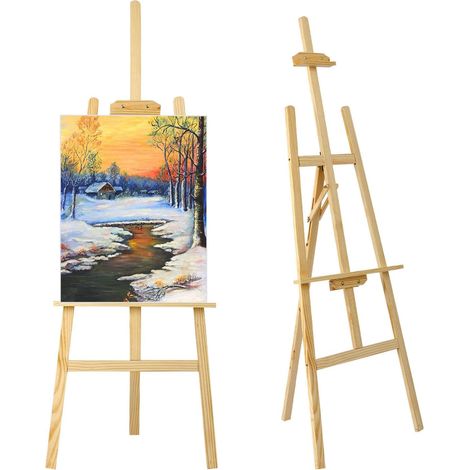 Chevalet de Peinture en Bois 150 cm, Trépied Pliable et Réglable, Support de Toile Stable pour Peinture Acrylique Huile Aquarelle, Chevalet d’Atelier pour Artistes Enfants Adultes
