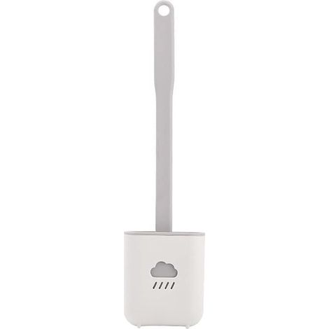 Brush WC - Brosse Toilette En Silicone TPR Avec Support À Filtration D'Eau - Montage Mural Ou Autonome - Blanc - 1 Pièce (1/5)