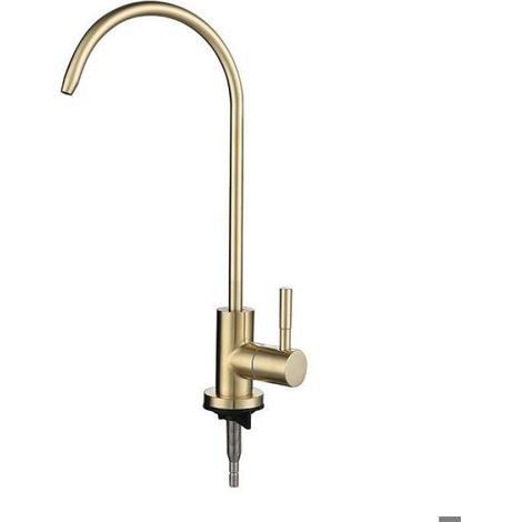 Robinet de cuisine avec filtre à eau, col de cygne, modèle or rose, idéal pour évier de cuisine (1/4)