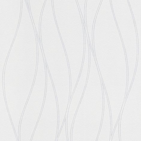 A.S. Creations – Papier peint intissé blanc à motif rayures – Papier peint mural à peindre – Pour bureau, salon, chambre – Surfaces lisses (1/4)