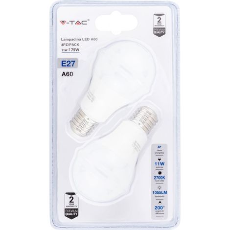 V-TAC VT-2111 LED-Lampe E27 11W 100LM/W A60 2700K (2er-Set) (1/5)