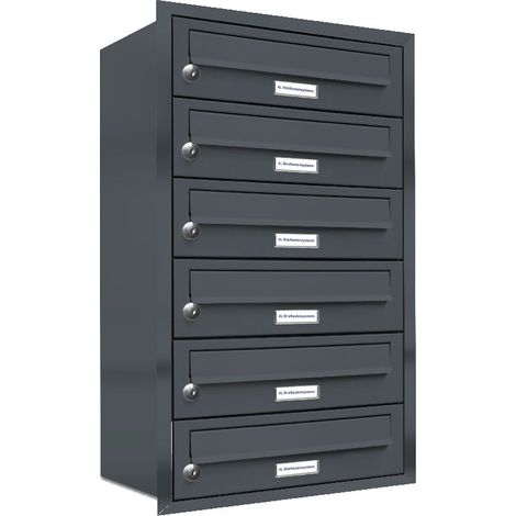 6er Briefkasten Anlage Unterputz Montage RAL 7016 Anthrazit (1/5)