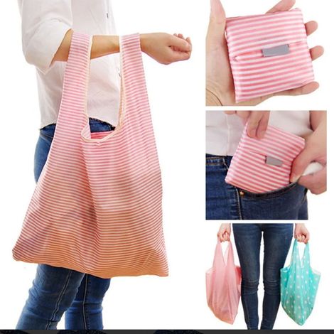 Lot de 10 sacs à provisions pliables en polyester, grande capacité et réutilisables pour la maison (1/5)
