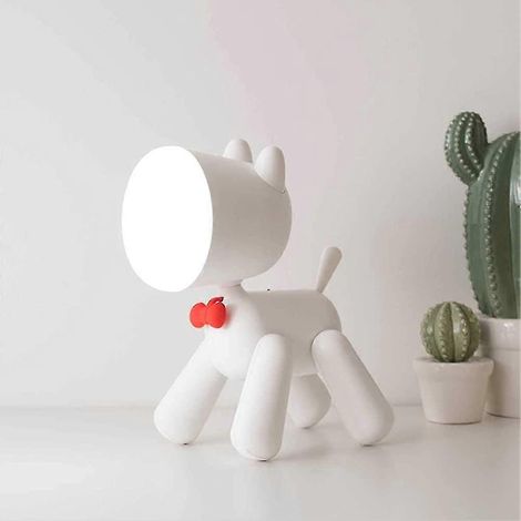 Lampe de bureau LED en forme de chiot mignon, lampe tactile à intensité variable, lumière blanche et jaune (1/5)