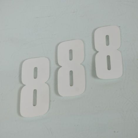 3 Aufkleber Aufkleber Rennnummer acht 8 weiß 100x50mm für (1/2)