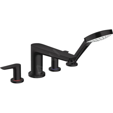Robinet mélangeur bain douche 4 trous HANSGROHE Talis E noir mat (1/4)