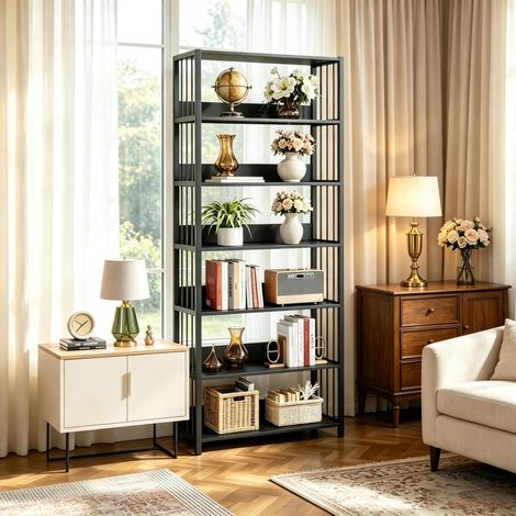 Étagère fonctionnelle autoportante, meuble de salle de bain vertical, étagère de rangement robuste, bibliothèque, support pour plantes (étagère de rangement uniquement) (1/5)