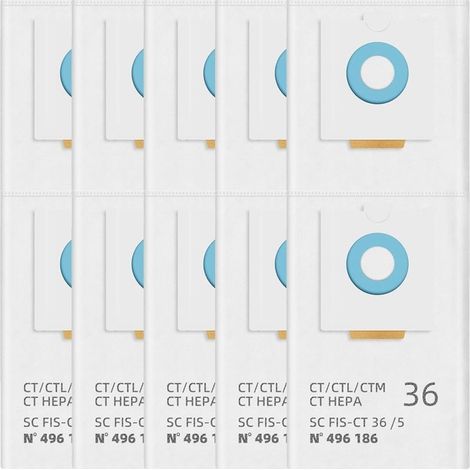 Sacs pour aspirateur 496186 pour aspirateur mobile Festool Selfclean CT 36 / CTM 36 E / CTL 36 E série CLEANTEC - Lot de 8 sacs filtrants grande capacité pour extracteur de poussière (1/5)
