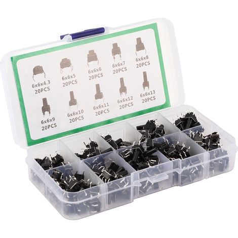 Lot de 200 mini-interrupteurs tactiles à bouton-poussoir pour téléviseur, audio, ordinateur et produits électroniques (1/5)