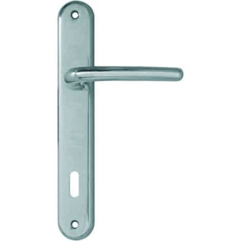 Maniglia vega con placca in zama finitura ottone cromo satinato - mm.90 foro normale - 2 pa