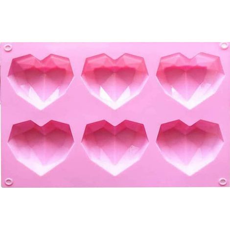 Moule En Silicone - Forme Coeur 3D - 6 Alvéoles - Résistant Au Froid Et À La Chaleur - Pour Mousses Gélifiées Chocolat Bonbons - 1 Pièce (1/5)