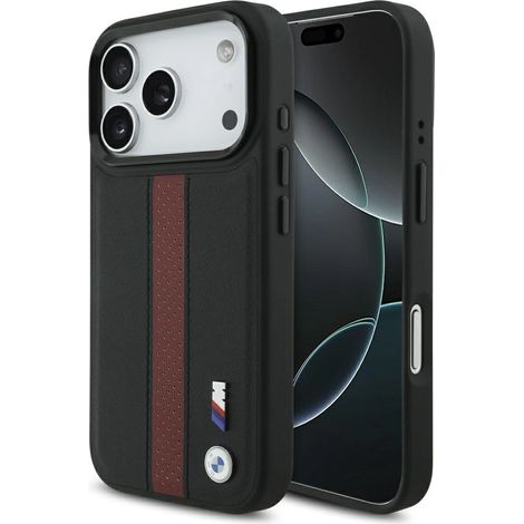 Coque MagSafe BMW M à rayures perforées avec logo pour iPhone 17 Pro - Rouge (1/5)