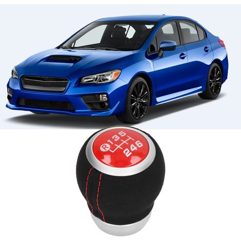 Pomello del cambio a 6 marce Subaru - Nero Rosso in PVC ABS pelle sintetica (1/5)