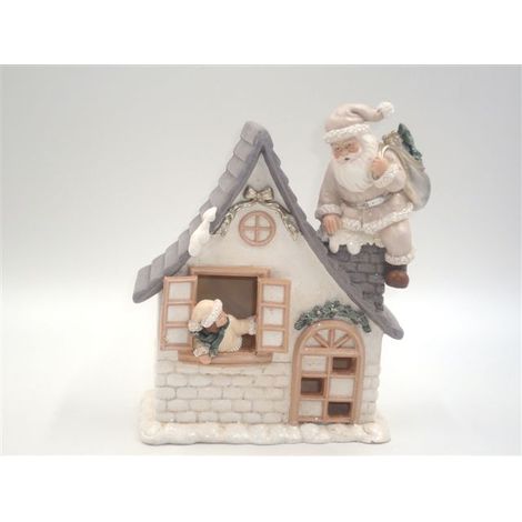 Paesaggio Natalizio Decorazione Casa babbo Natale in resina con luce (1/2)