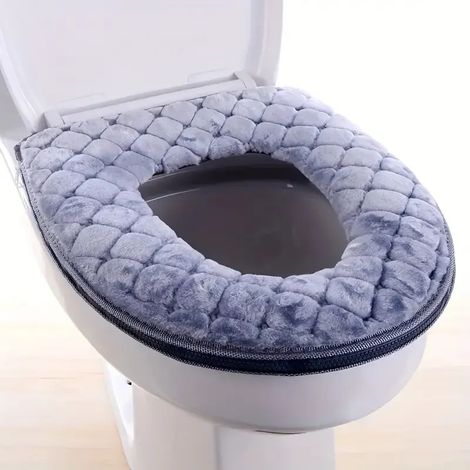 Una funda de asiento de inodoro estilo otoño/invierno, gruesa, lavable, suave y cómoda (gris).