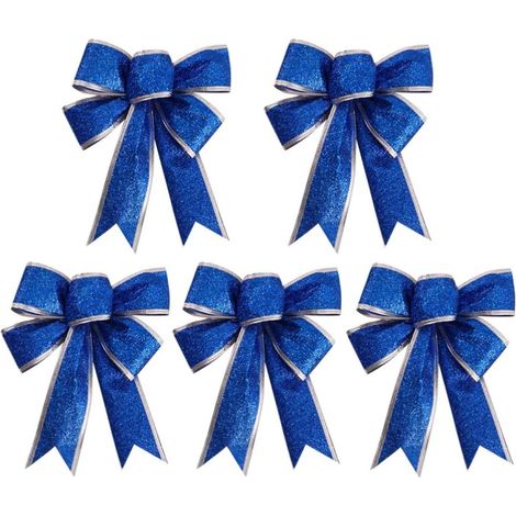 Nœud Papillon Décoratif Noël - Tissu Pailleté - Pour Arbre de Noël Cadeaux Décoration Intérieure - Lot de 5 (1/5)
