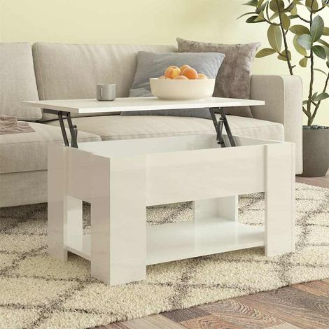 Table basse Table d'appoint pour Salon Chambre - Blanc brillant 79x49x41 cm Bois d'ingénierie BV544628 - BonneVie (1/5)