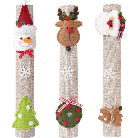 Autocollant Poignée Réfrigérateur - Autocollant Poignée Micro-ondes - Décoration Noël Père Noël Bonhomme De Neige - Toile de Jute - 1 Pièce (1/5)